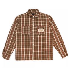 Yearbook Logo Workers Flannel - Caramel - / ネルシャツ
