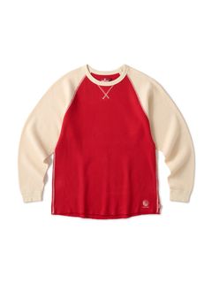 WAFFLE LS SHIRT - ( NATURAL/DEEP RED )