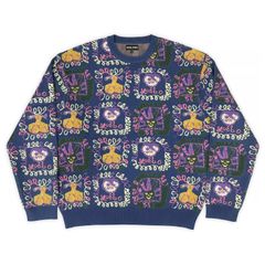 Faces Knit Sweater Black Harbour Blue / ニット セーター