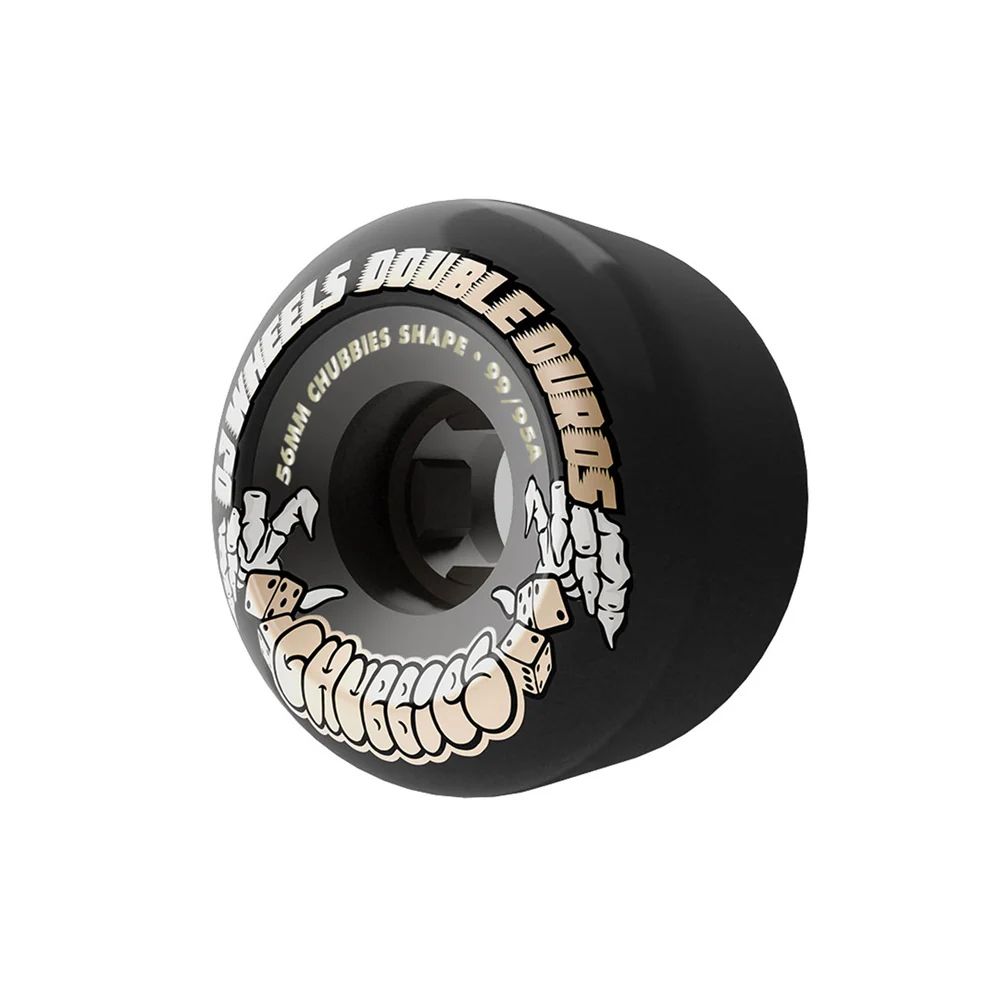 56mm DOUBLE DURO TRANS BLACK CHUBBIES 99A/95A SKATEBOARD WHEELS | Black