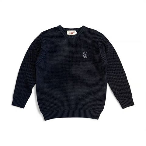 坩堝 Rutsubo OG CREWNECK WAFFLE KNIT / BLACK / ニット