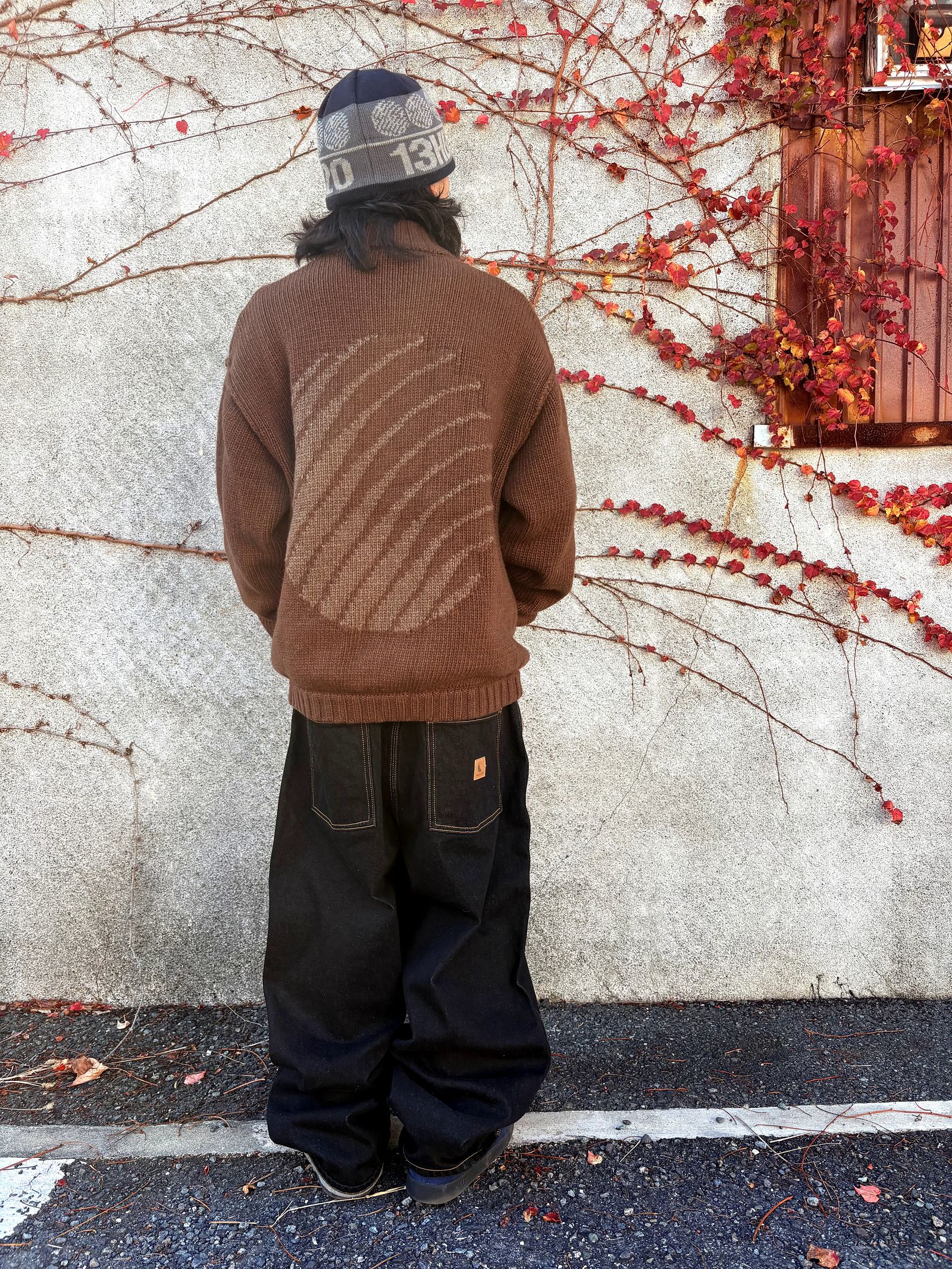 Hellrazor LOGO FULL ZIP KNIT - BROWN / ニット