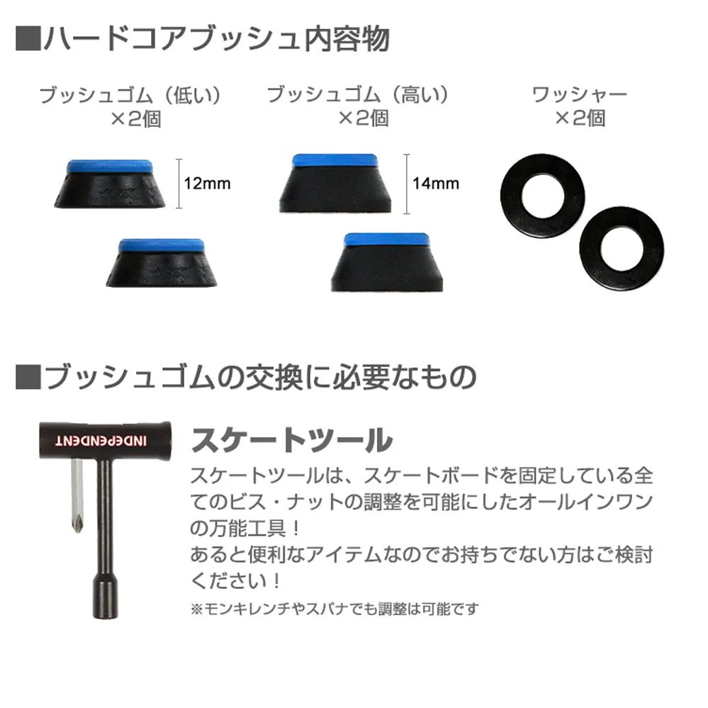 BONES HARDCORE BUSHINGS SOFT WHITE (81A) | 81A (ソフト) | ホワイト | ブッシュゴム