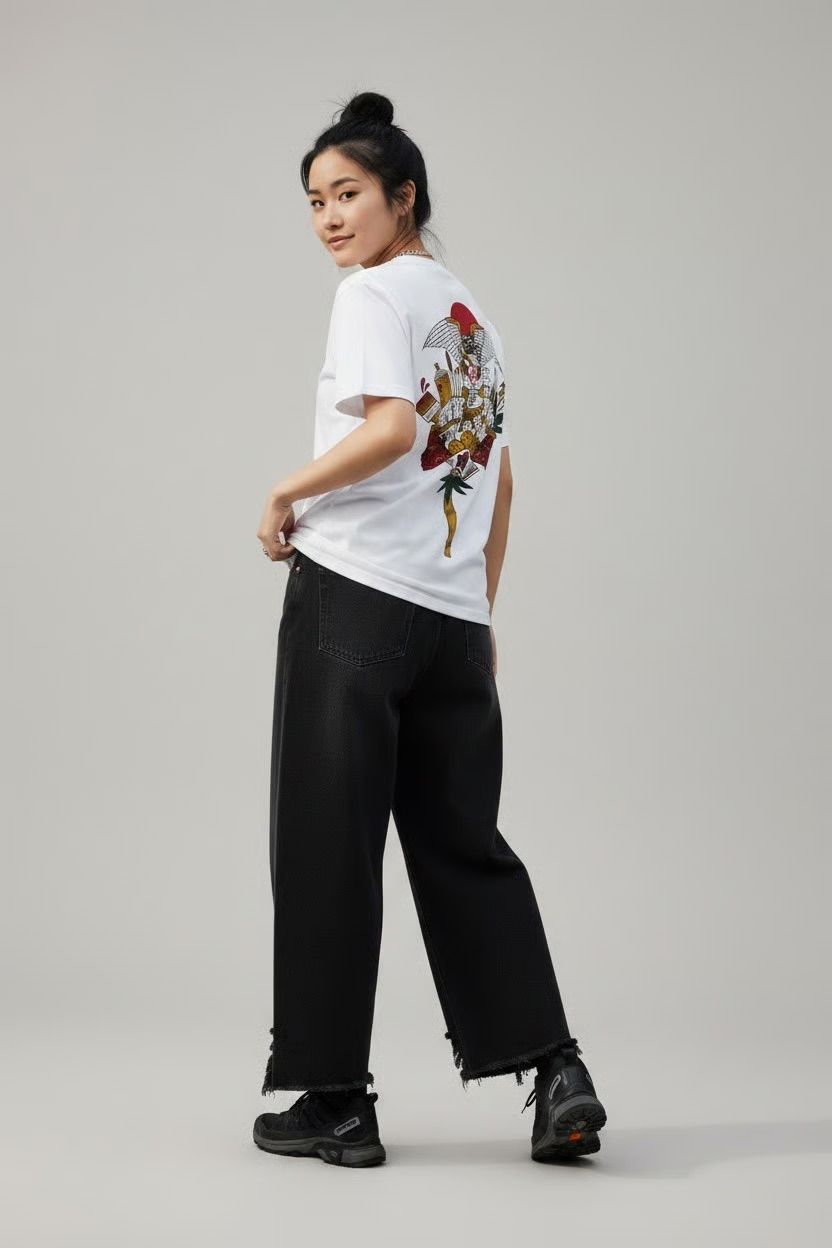 熊手 S/S T-SHIRTS ( 画工遊鷹 ) YUTAKA × RUTSUBO “KUMADE” Lucky Rake Tee ( White ) / Tシャツ
