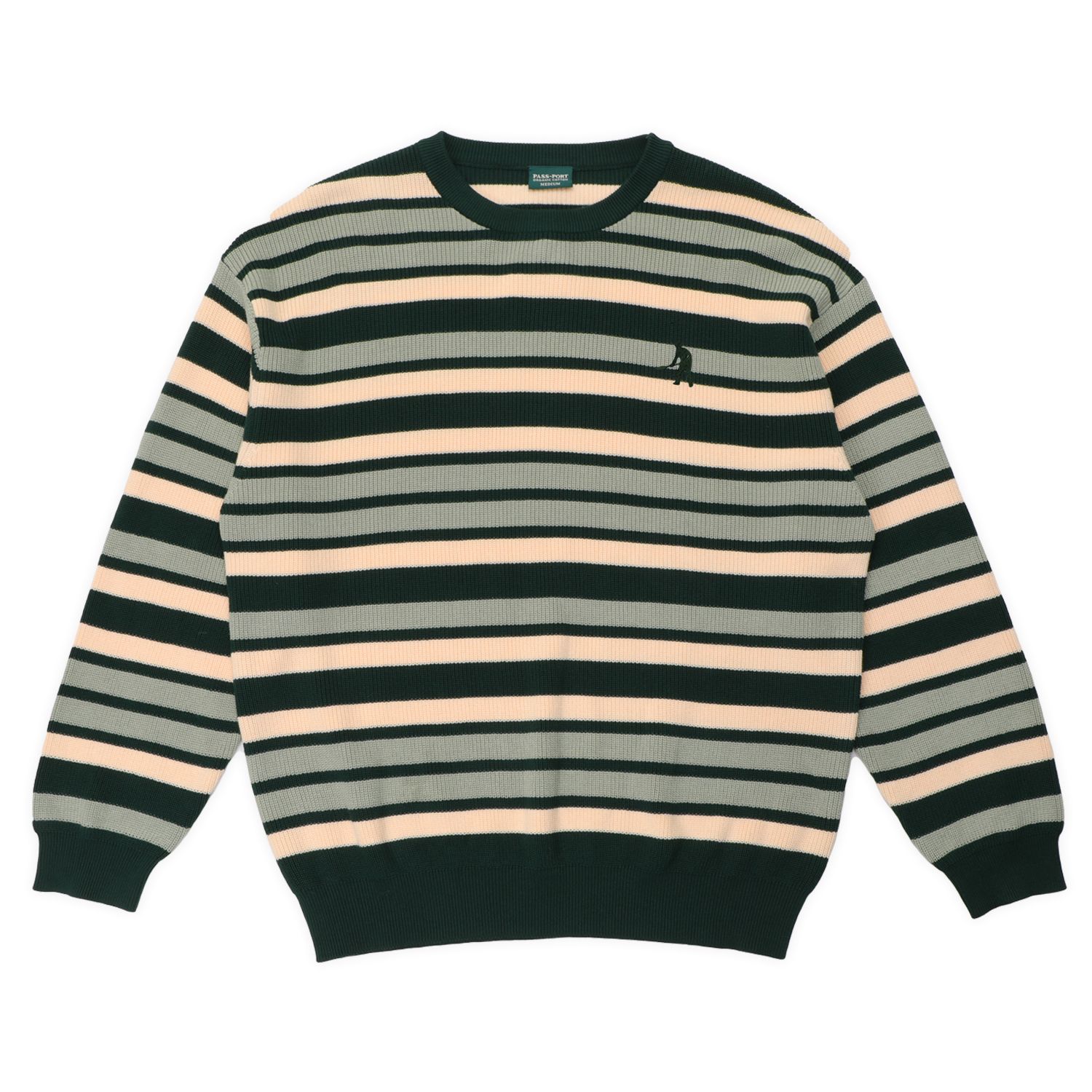 Striped Organic Knit Sweater Dark Jade / セーター