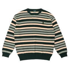 Striped Organic Knit Sweater Dark Jade / セーター