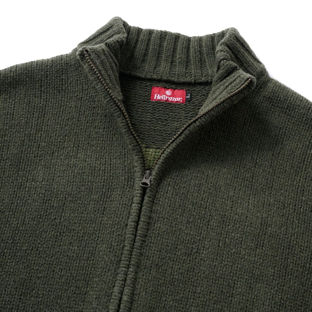 Hellrazor LOGO FULL ZIP KNIT - GREEN