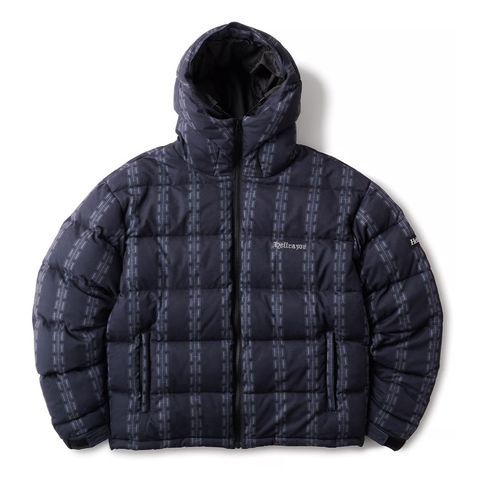 H CHAIN SUEDE HOODED DOWN JACKET - BLACK / ダウン