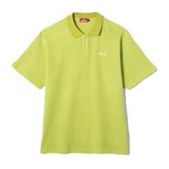 SCRIPT LOGO WAFFLE POLO SHIRT (LIME GREEN) / ポロシャツ