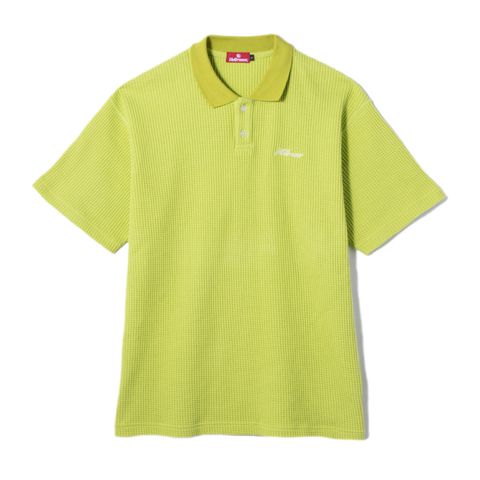 SCRIPT LOGO WAFFLE POLO SHIRT (LIME GREEN) / ポロシャツ