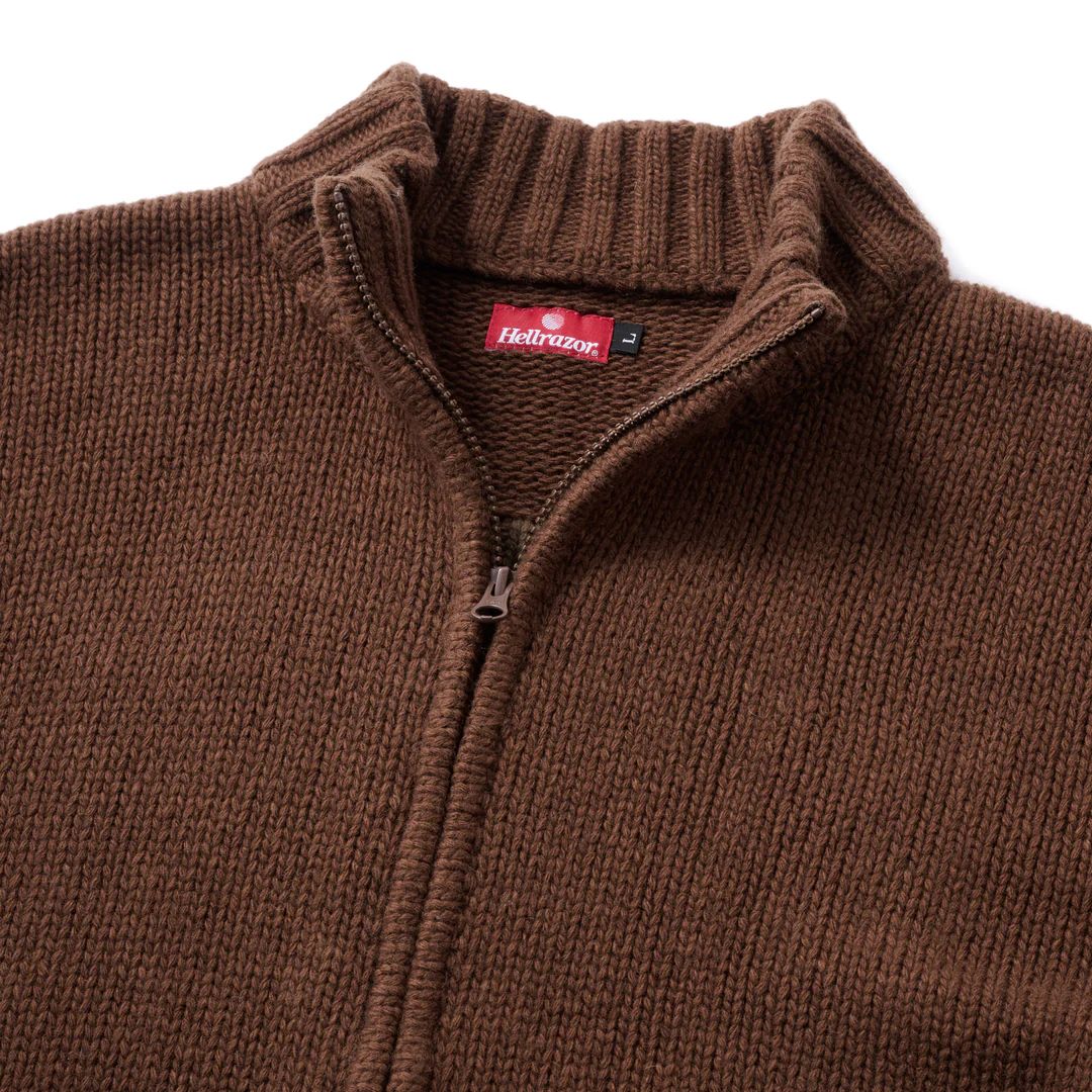Hellrazor LOGO FULL ZIP KNIT - BROWN / ニット
