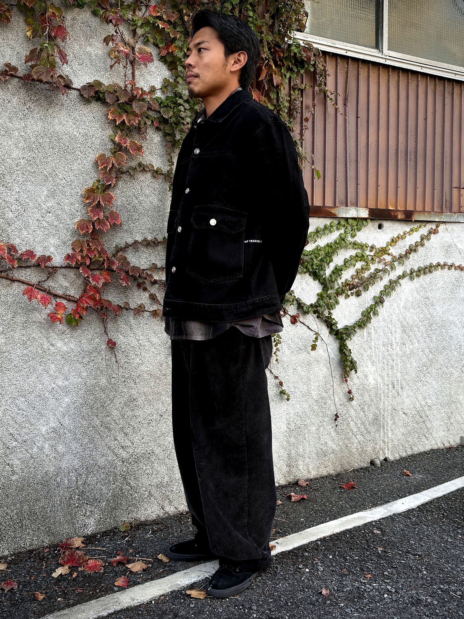 Pop Full Button Denim Jacket Black / デニムジャケット