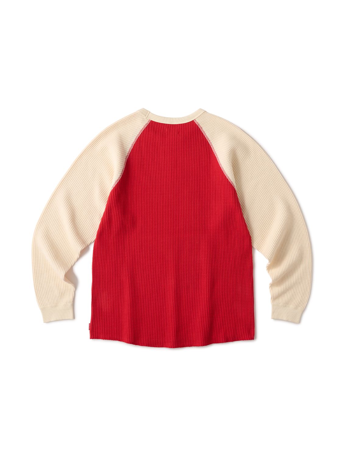 WAFFLE LS SHIRT - ( NATURAL/DEEP RED )