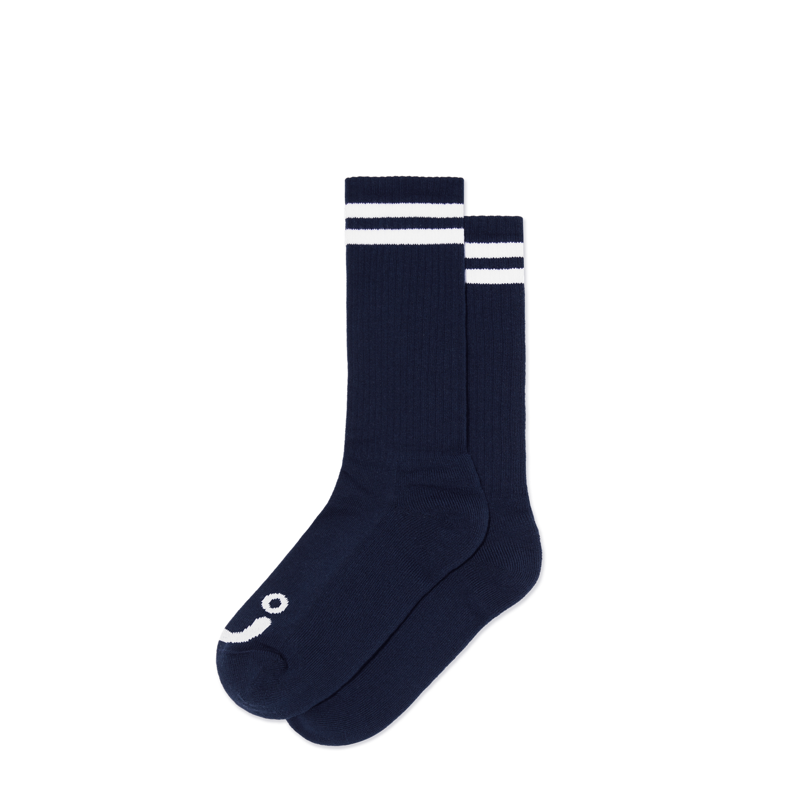 Rib Socks | Long | Happy Sad ( Navy / White ) / ソックス 靴下