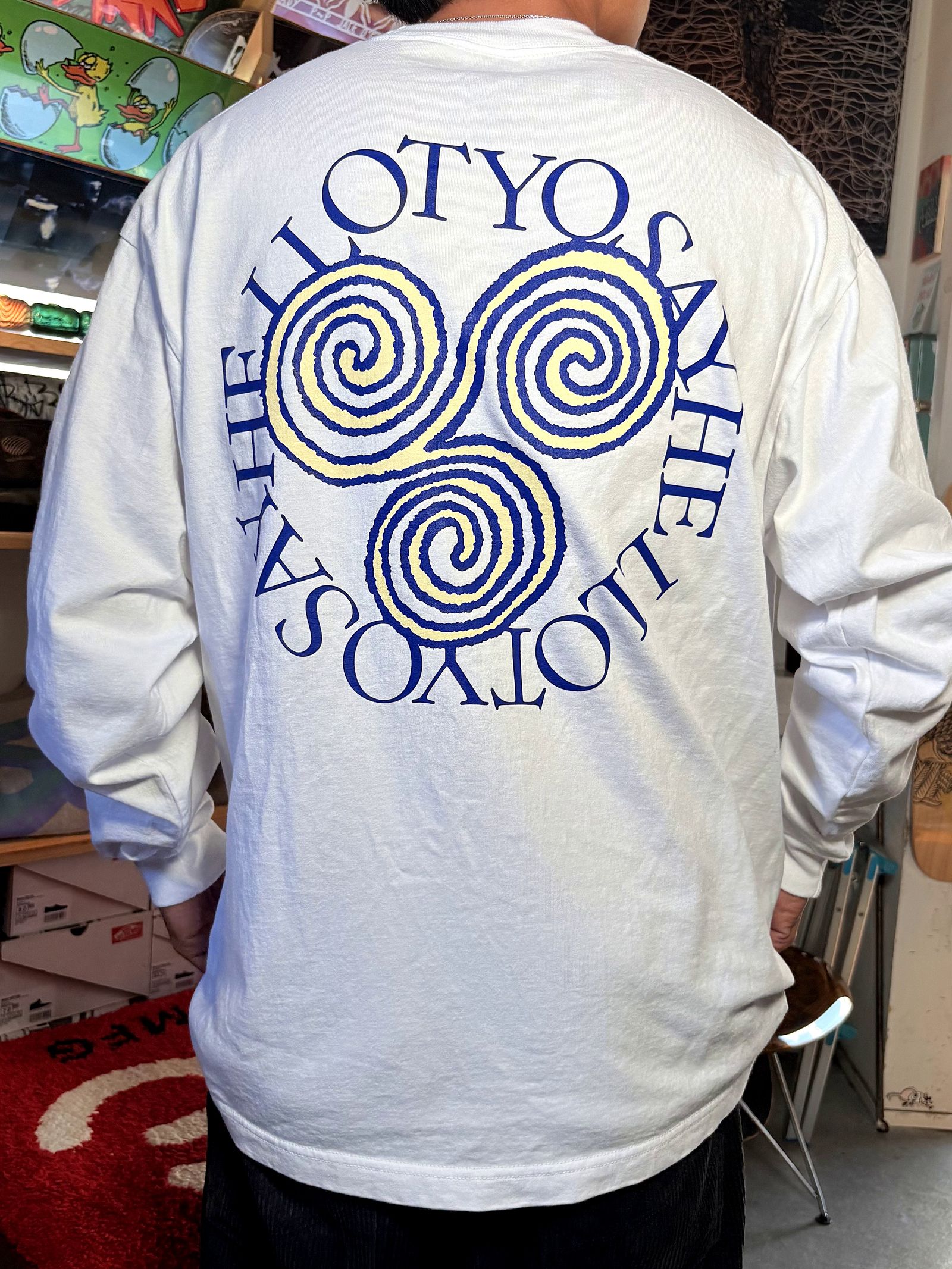 Pigment Slap Logo LS Tee (White) / 長袖シャツ