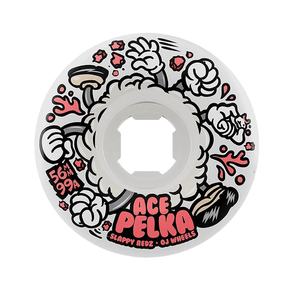 56mm ACE PELKA SLAPPY REDZ 2 ELITE CHUBBIES WHITE 99A SKATEBOARD WHEELS | | ホワイト
