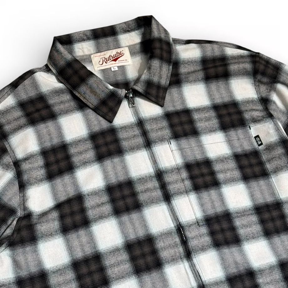 SHADOW PLAID ZIP SHIRTS JACKET ( BLACK ) / ジップジャケット