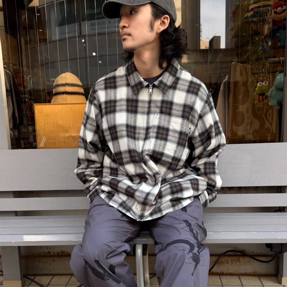 SHADOW PLAID ZIP SHIRTS JACKET ( BLACK ) / ジップジャケット