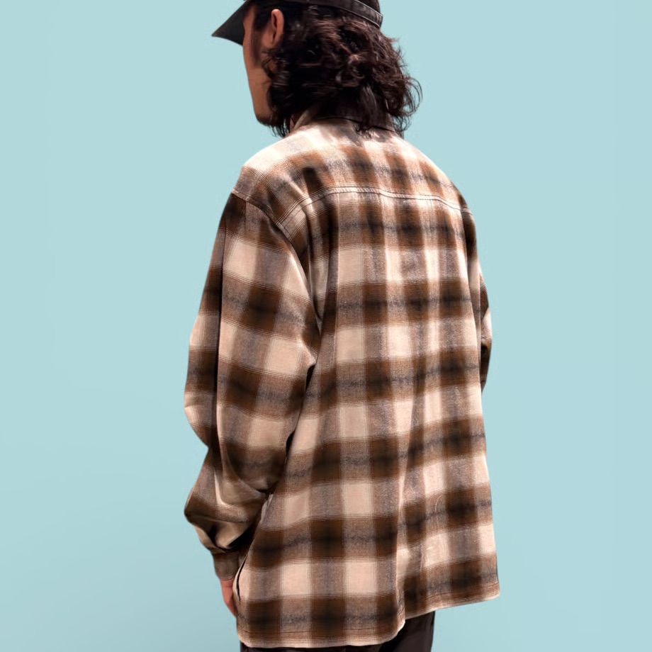 SHADOW PLAID ZIP SHIRTS JACKET ( Brown ) / ジップジャケット
