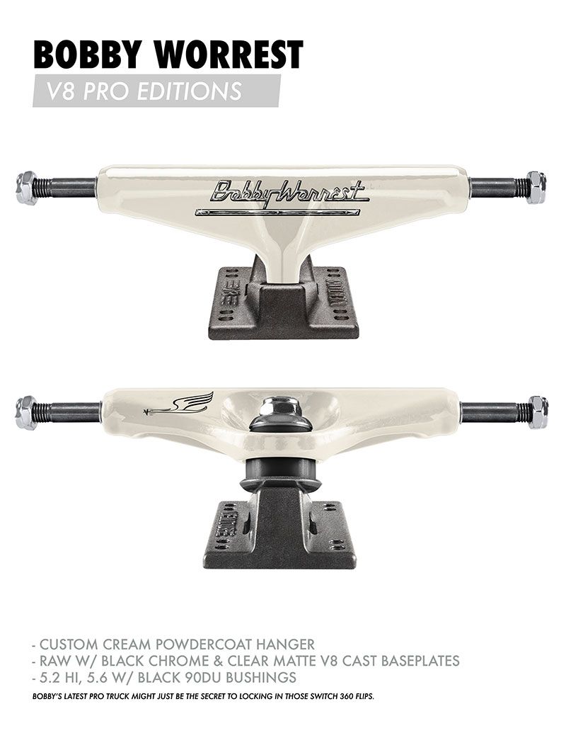 BOBBY WORREST PRO V8 - RAW W/BLACK CHROME/CLEAR MATTEW/BLACK 90DU BUSHINGS | 5.6 スタンダード HI | シルバー