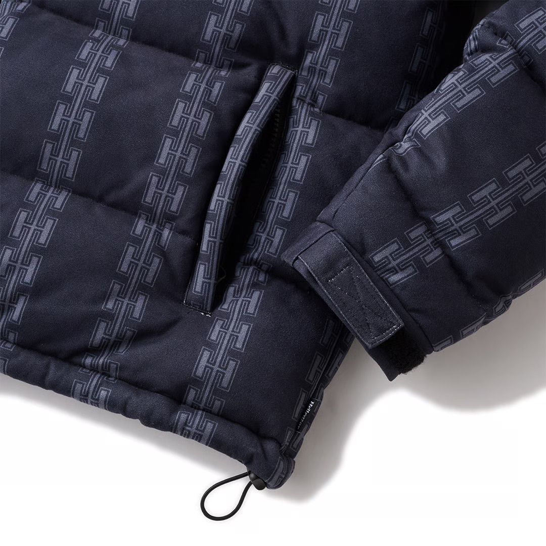 H CHAIN SUEDE HOODED DOWN JACKET - BLACK / ダウン