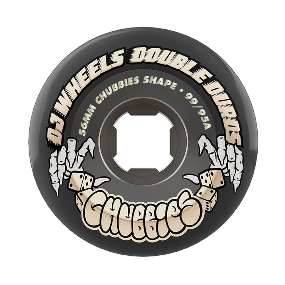 56mm DOUBLE DURO TRANS BLACK CHUBBIES 99A/95A SKATEBOARD WHEELS | Black