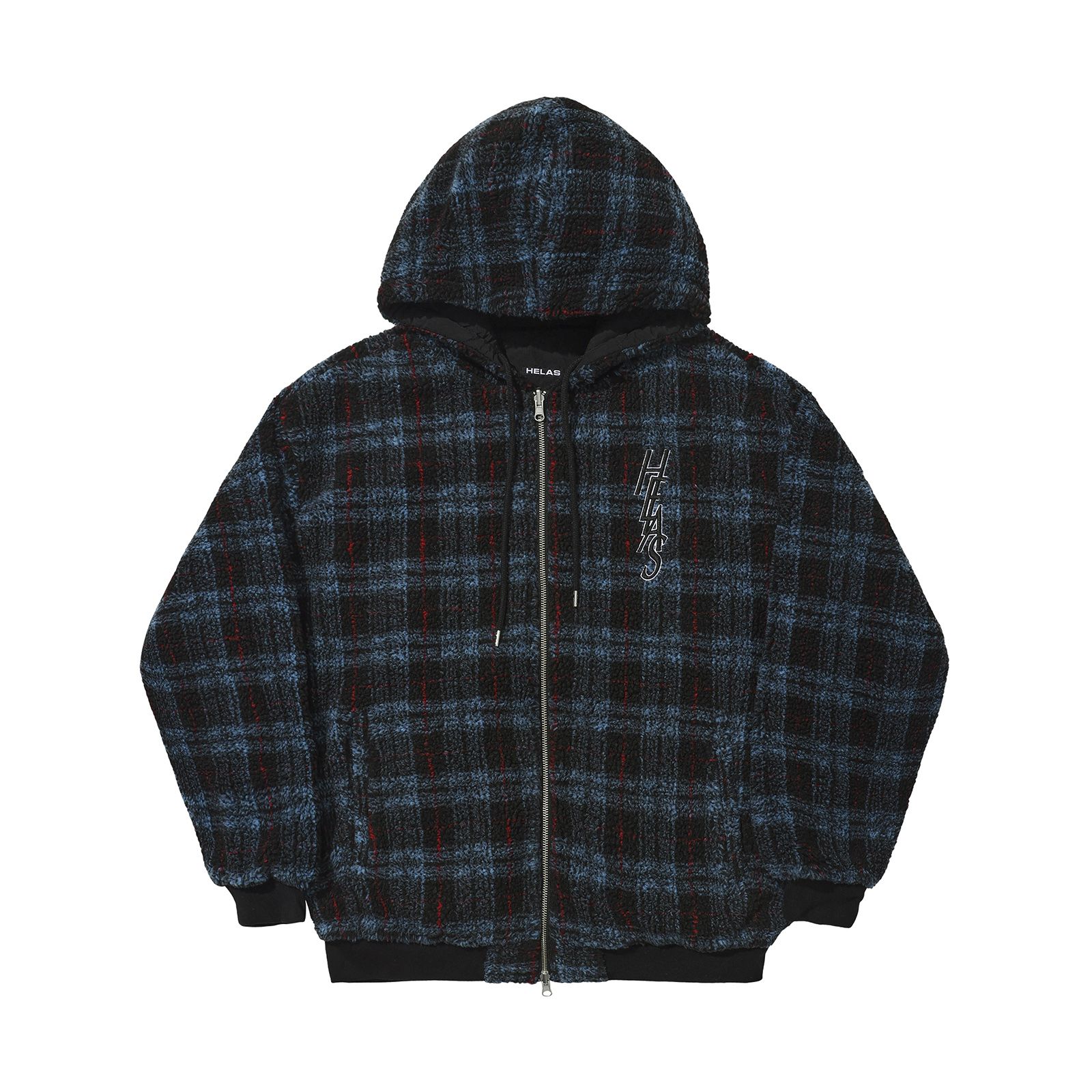 OCARO REVERSIBLE CHECKERED FULL ZIP JACKET NAVY/BLACK / リバーシブルジップジャケット
