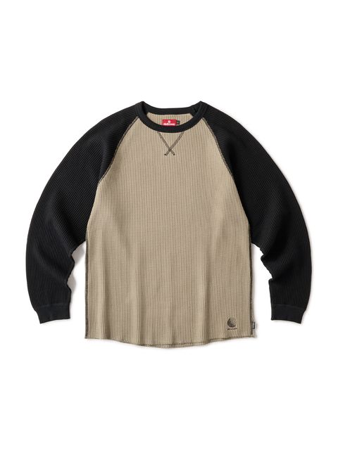 WAFFLE LS SHIRT - ( BLACK/ARMY GREEN )