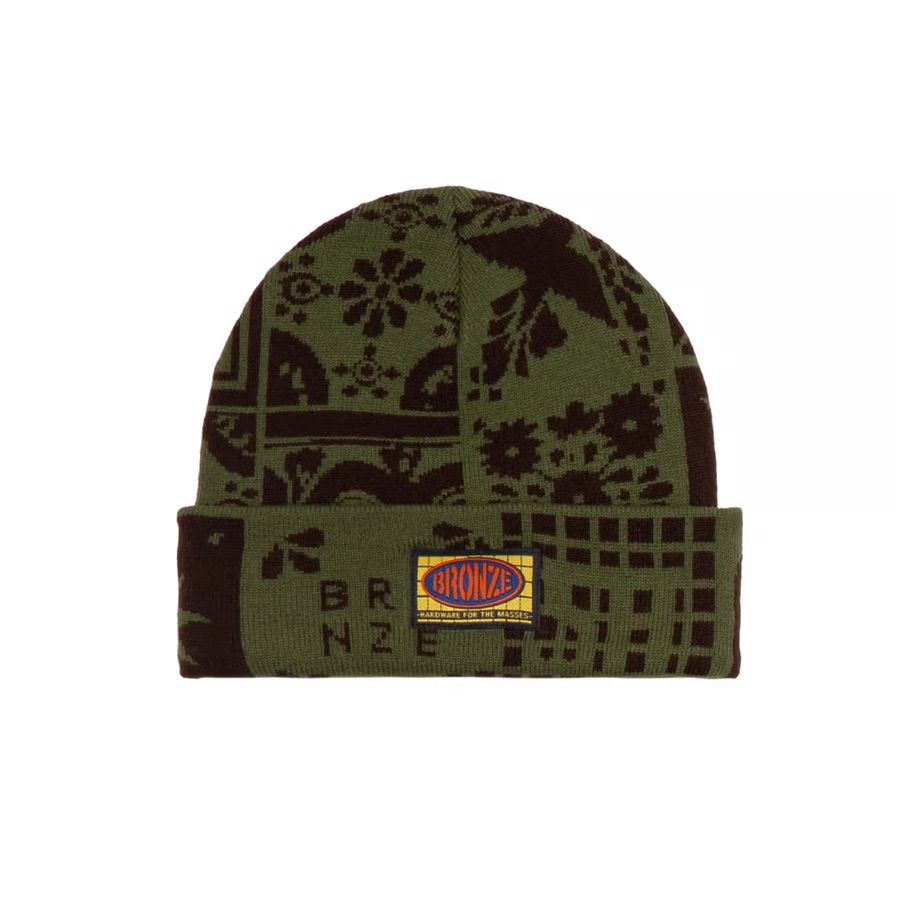 BRONZE 56K AZULEJO BEANIE OLIVE/BLACK / ビーニー ニット帽