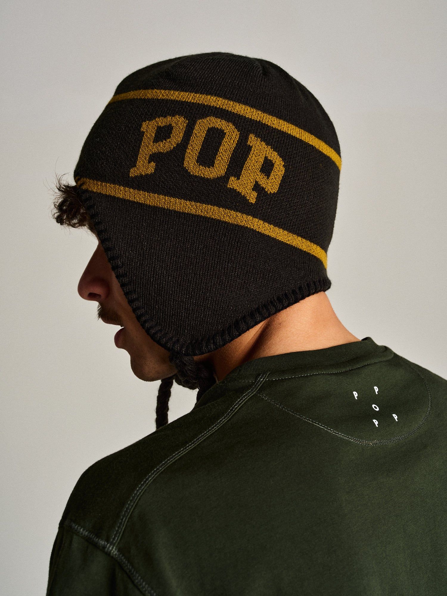 Pop Earflap Beanie Duffel Green/Olive / ビーニー