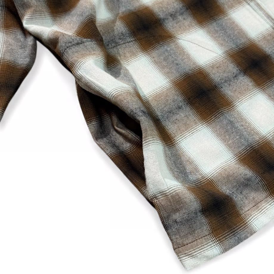 SHADOW PLAID ZIP SHIRTS JACKET ( Brown ) / ジップジャケット