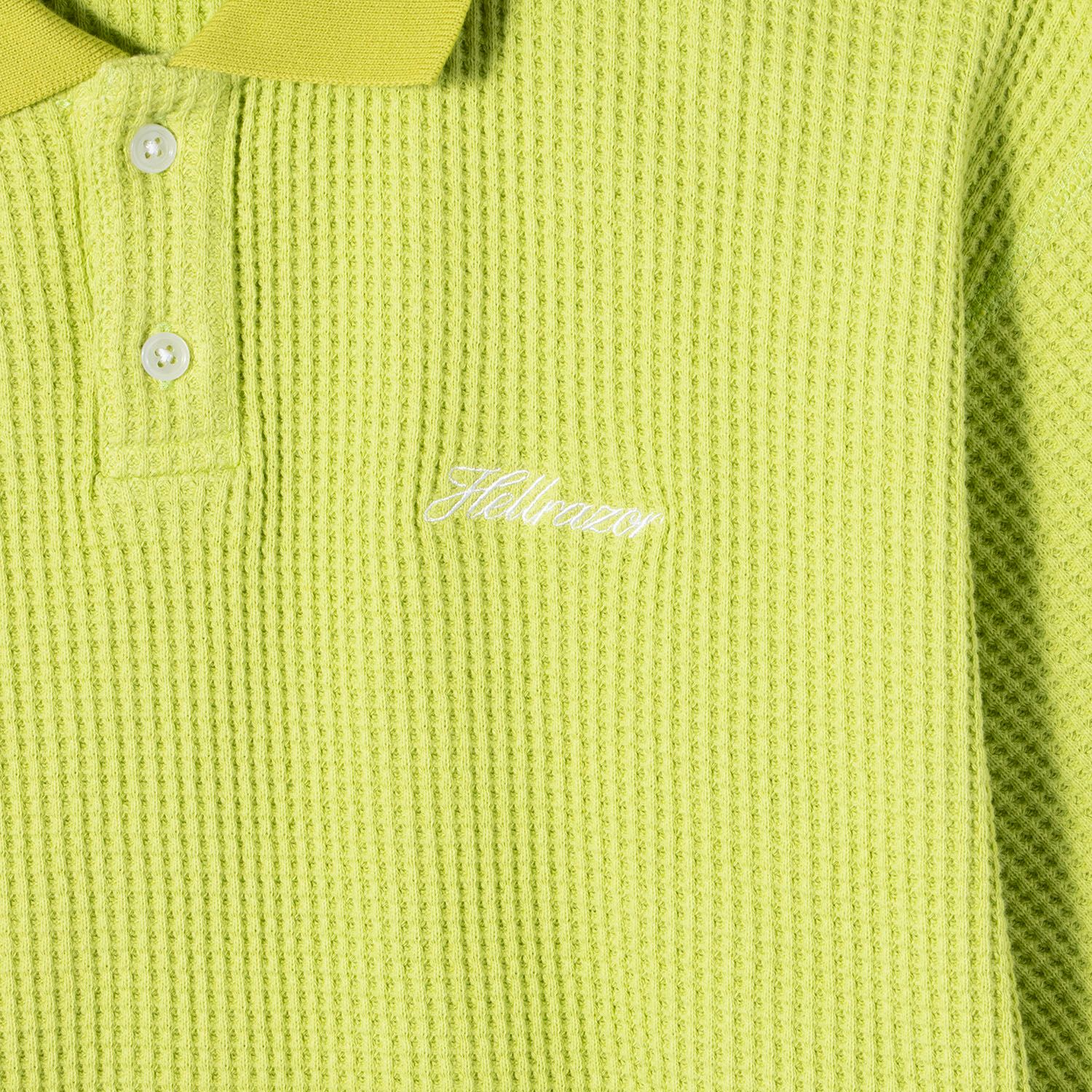 SCRIPT LOGO WAFFLE POLO SHIRT (LIME GREEN) / ポロシャツ
