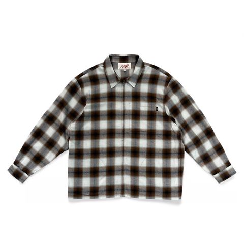 SHADOW PLAID ZIP SHIRTS JACKET ( Brown ) / ジップジャケット