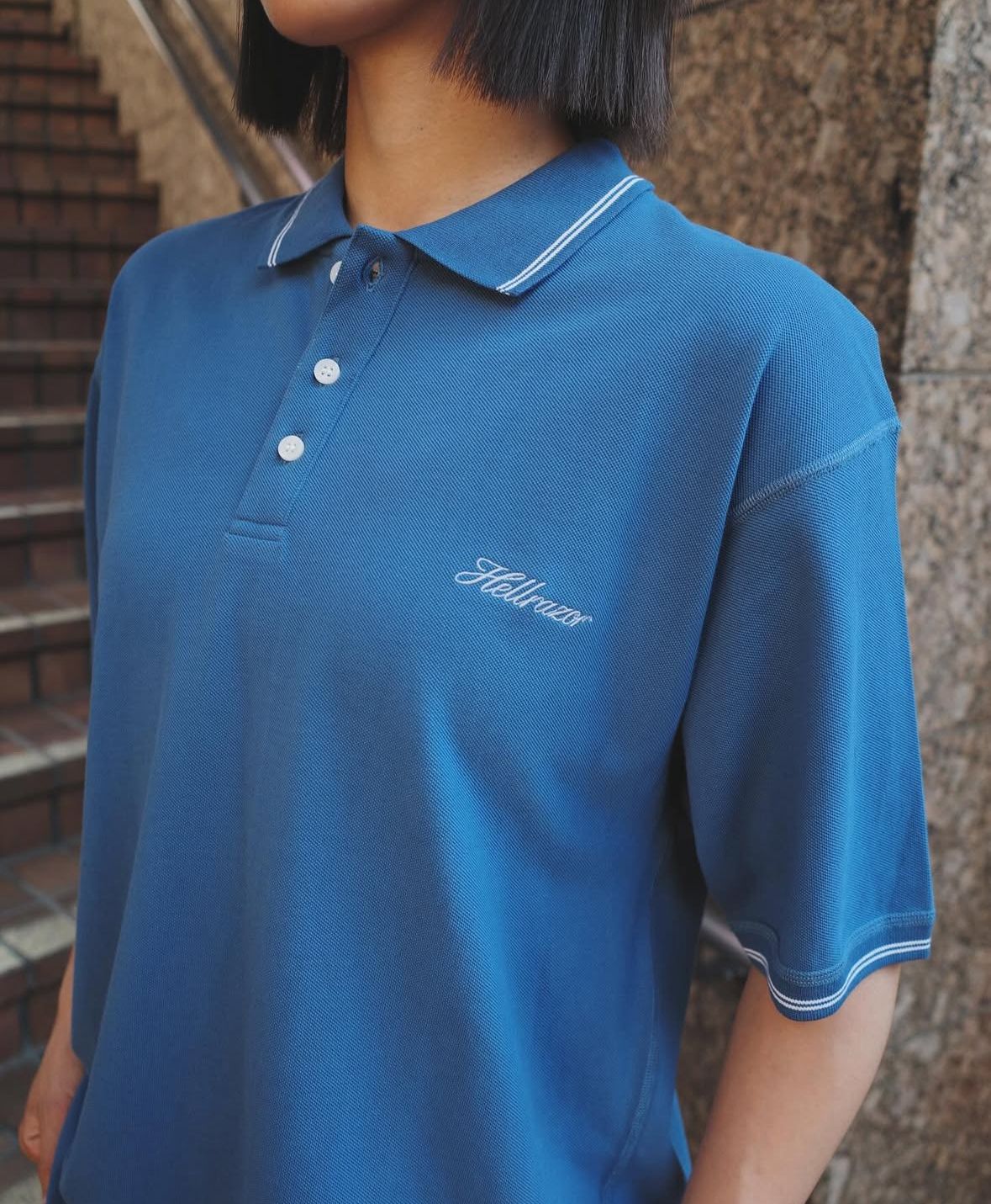 SCRIPT LOGO POLO SHIRT - JADE BLUE / ポロシャツ
