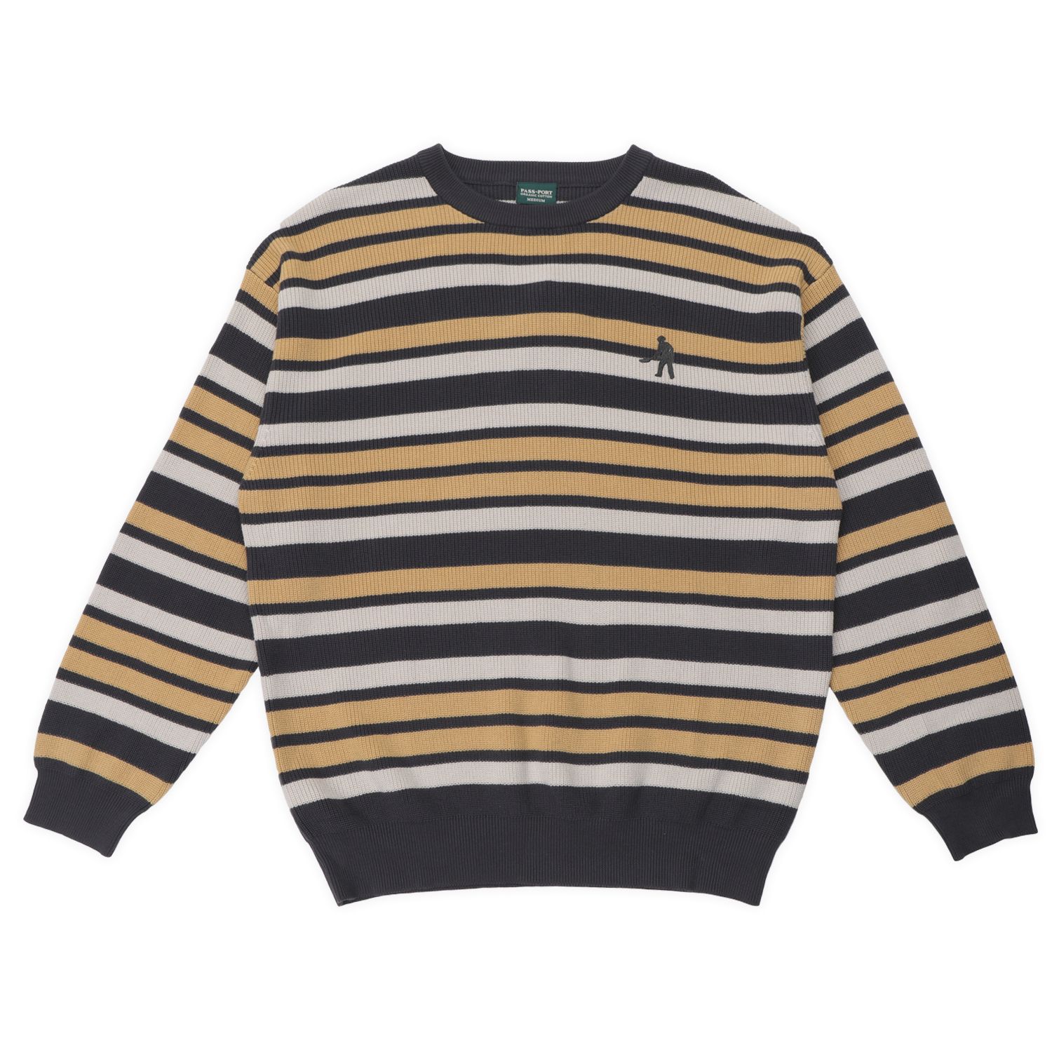 Striped Organic Knit Sweater Dark Grey / セーター