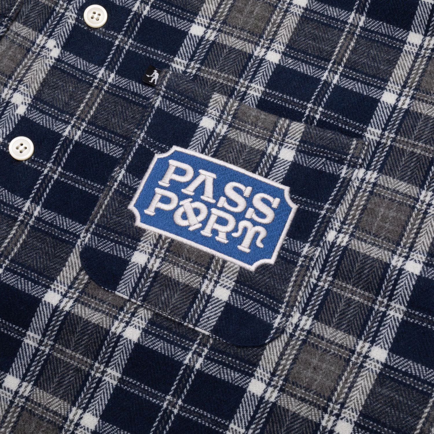 Yearbook Logo Workers Flannel - Navy - / ネルシャツ
