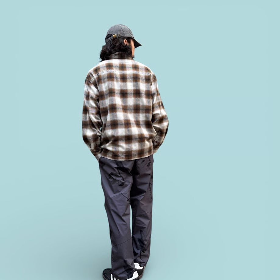 SHADOW PLAID ZIP SHIRTS JACKET ( Brown ) / ジップジャケット