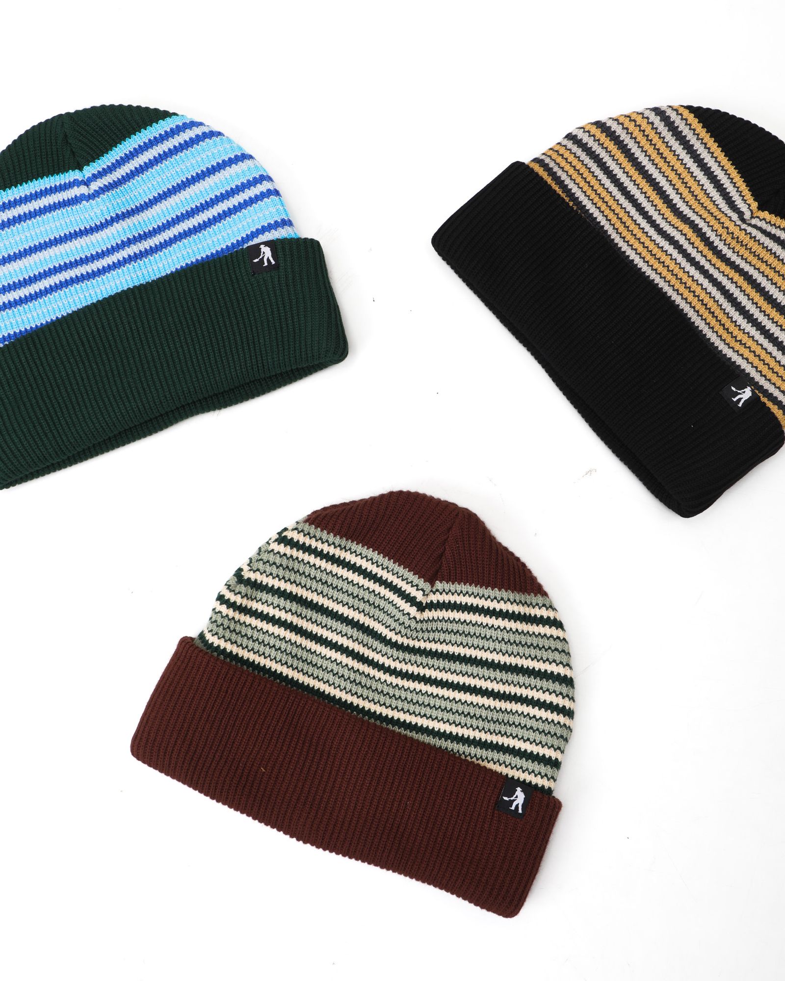 Striped Organic Knit Beanie Black / ビーニー