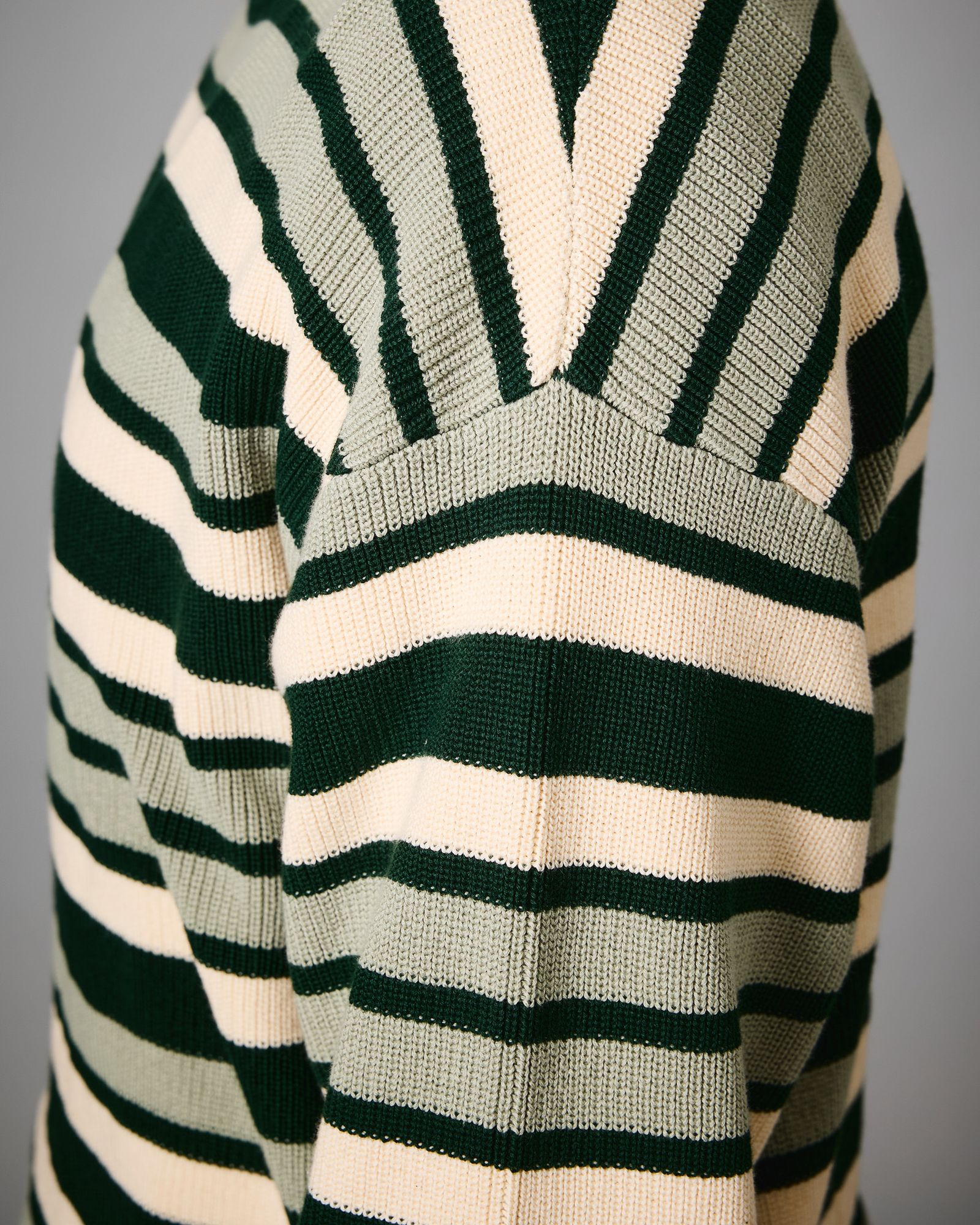 Striped Organic Knit Sweater Dark Jade / セーター