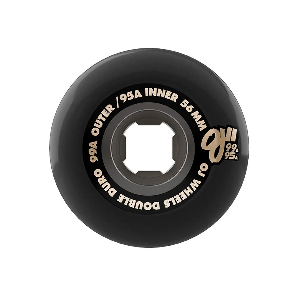 56mm DOUBLE DURO TRANS BLACK CHUBBIES 99A/95A SKATEBOARD WHEELS | Black