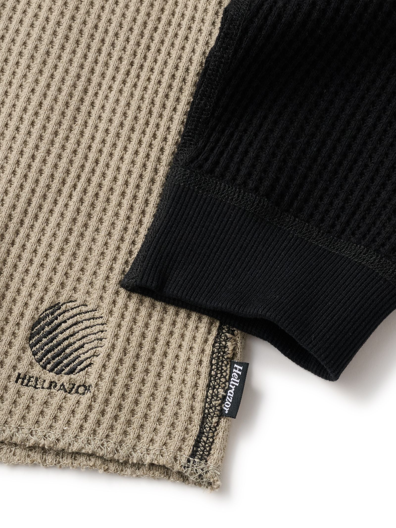 WAFFLE LS SHIRT - ( BLACK/ARMY GREEN )