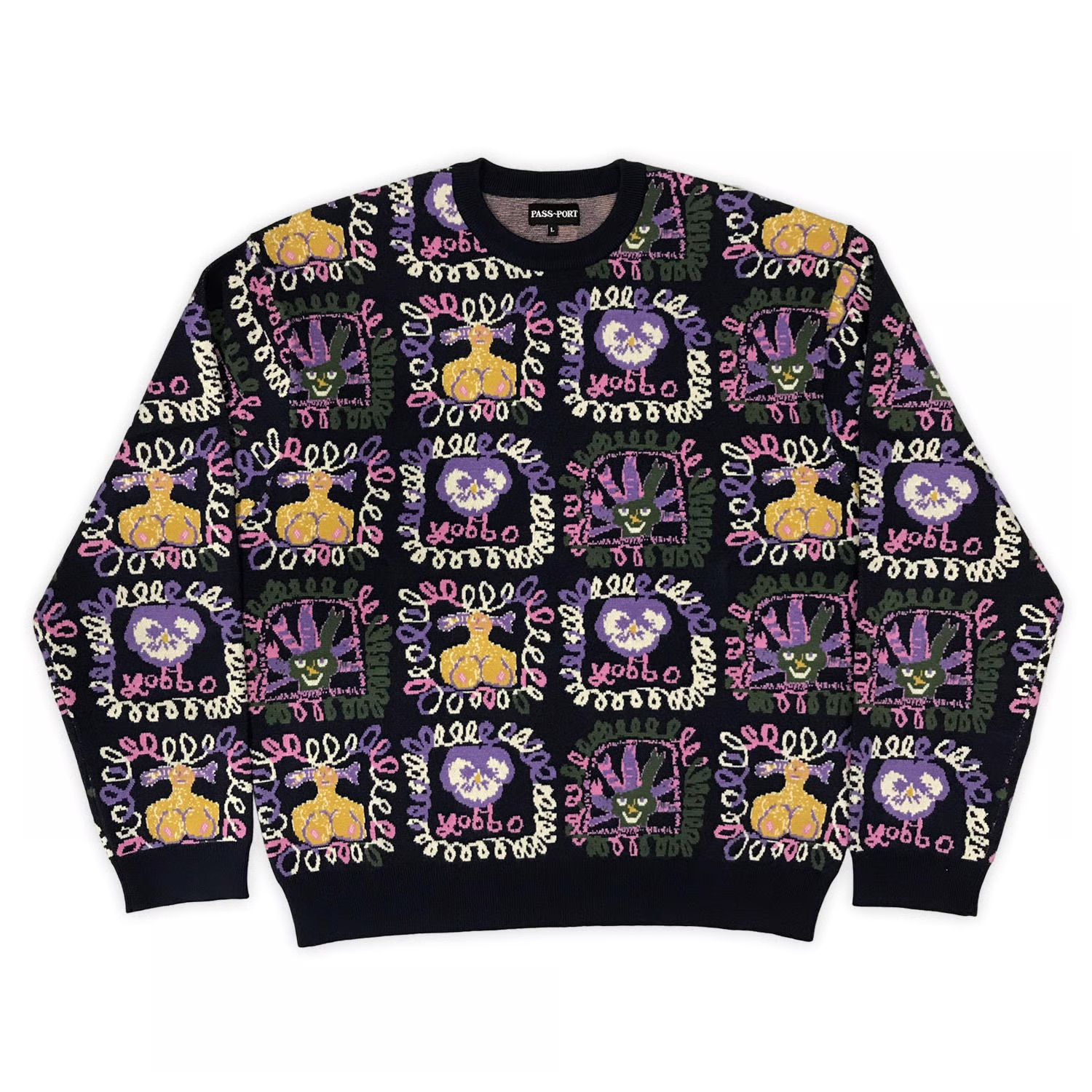 Faces Knit Sweater Black / ニット セーター
