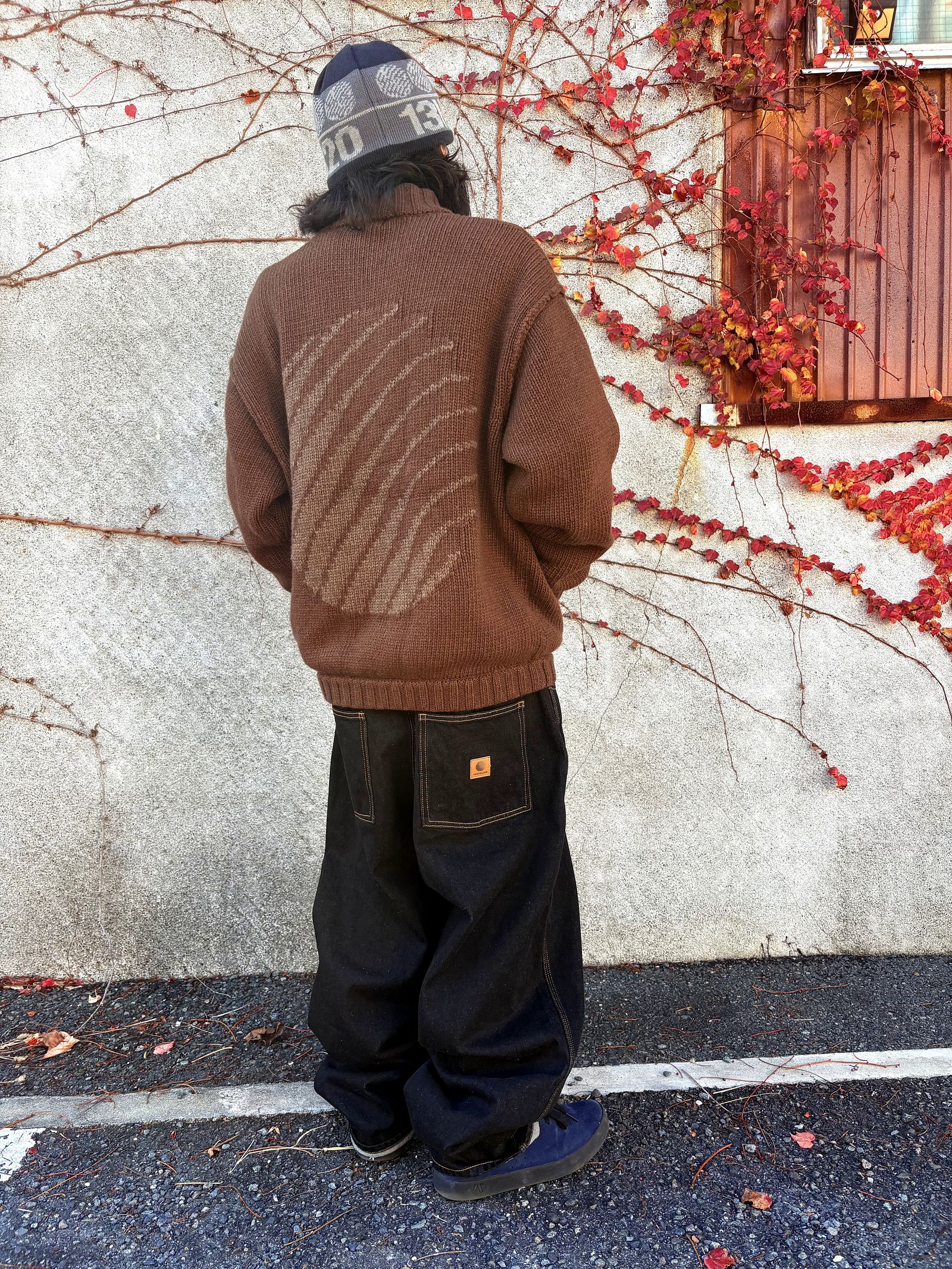 Hellrazor LOGO FULL ZIP KNIT - BROWN / ニット
