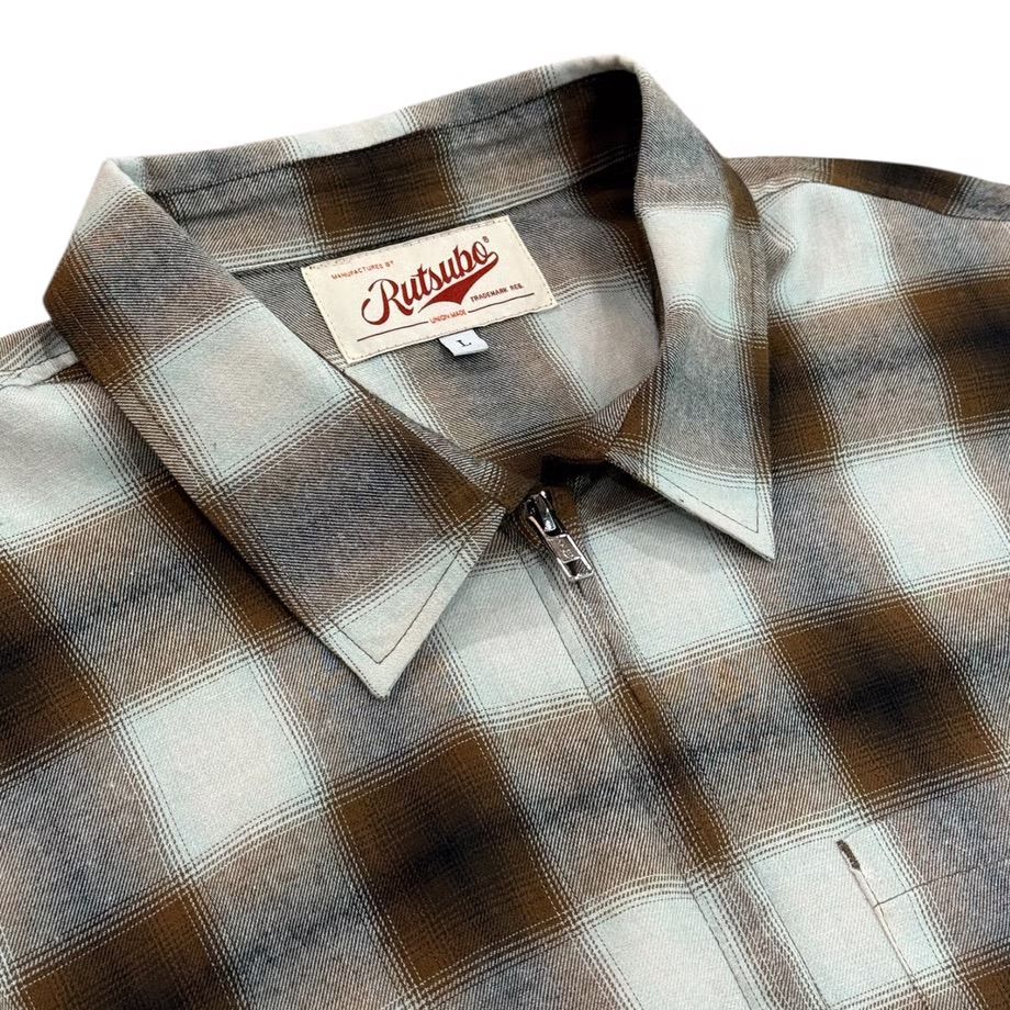 SHADOW PLAID ZIP SHIRTS JACKET ( Brown ) / ジップジャケット