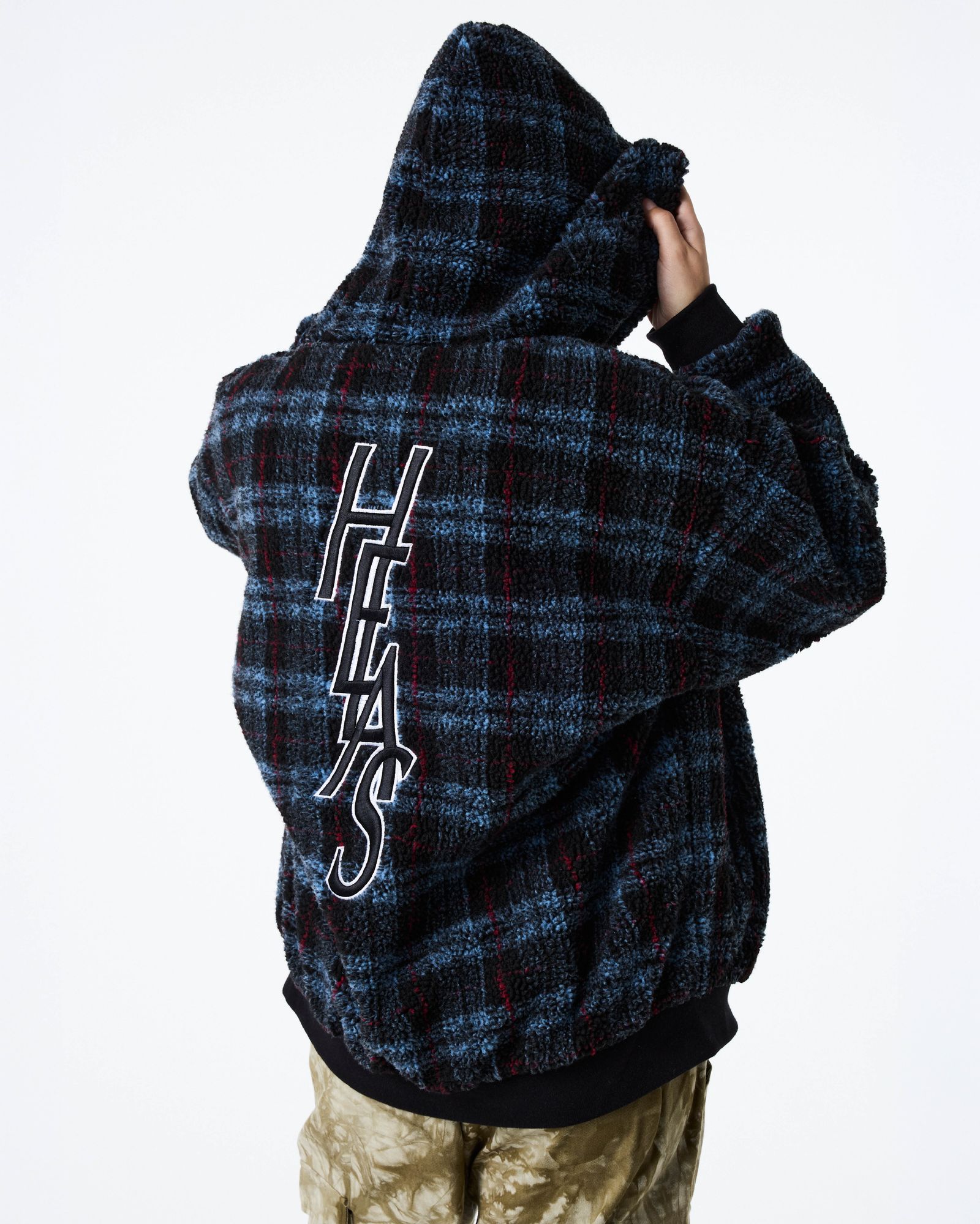 OCARO REVERSIBLE CHECKERED FULL ZIP JACKET NAVY/BLACK / リバーシブルジップジャケット