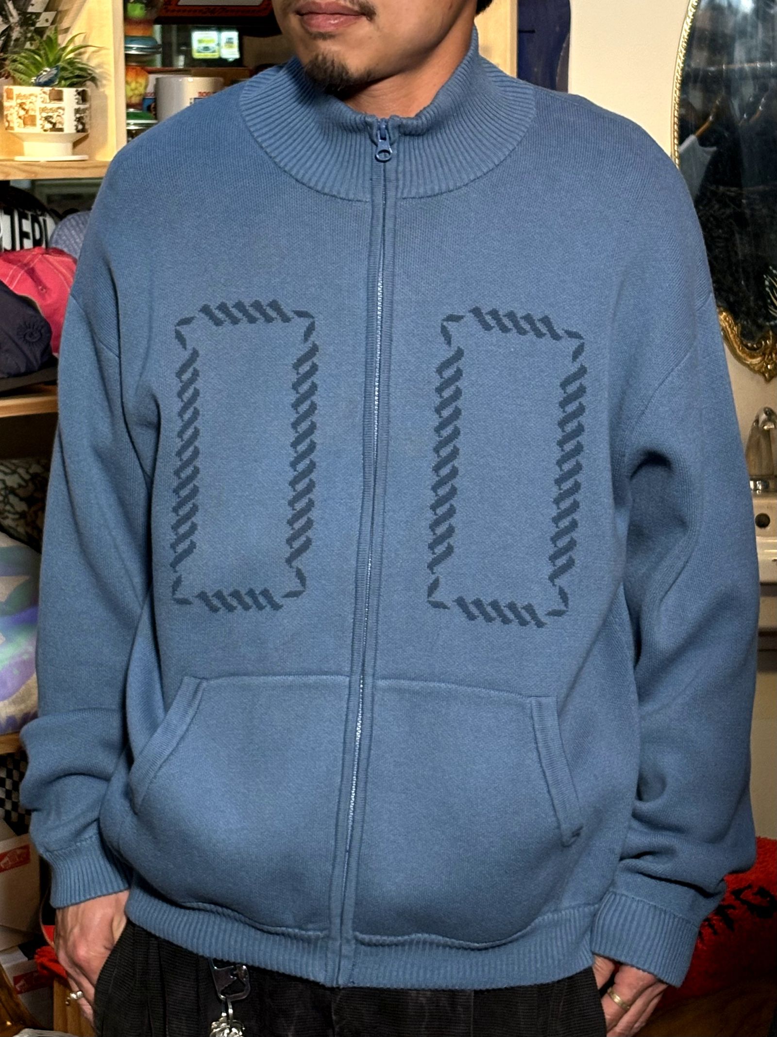 ROPE ZIP SWEATER HELLRAZOR®︎ MOZYSKEY COLLECTION STATE BLUE / ジップセーター