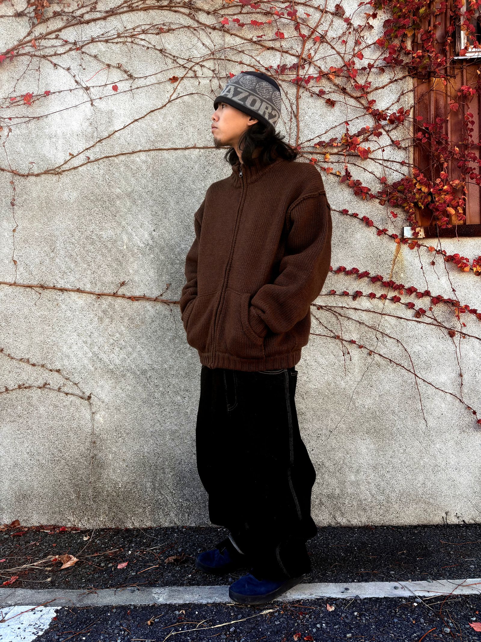 Hellrazor LOGO FULL ZIP KNIT - BROWN / ニット