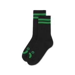 Polar skate co. Rib Socks | Happy - Sad Black / Green