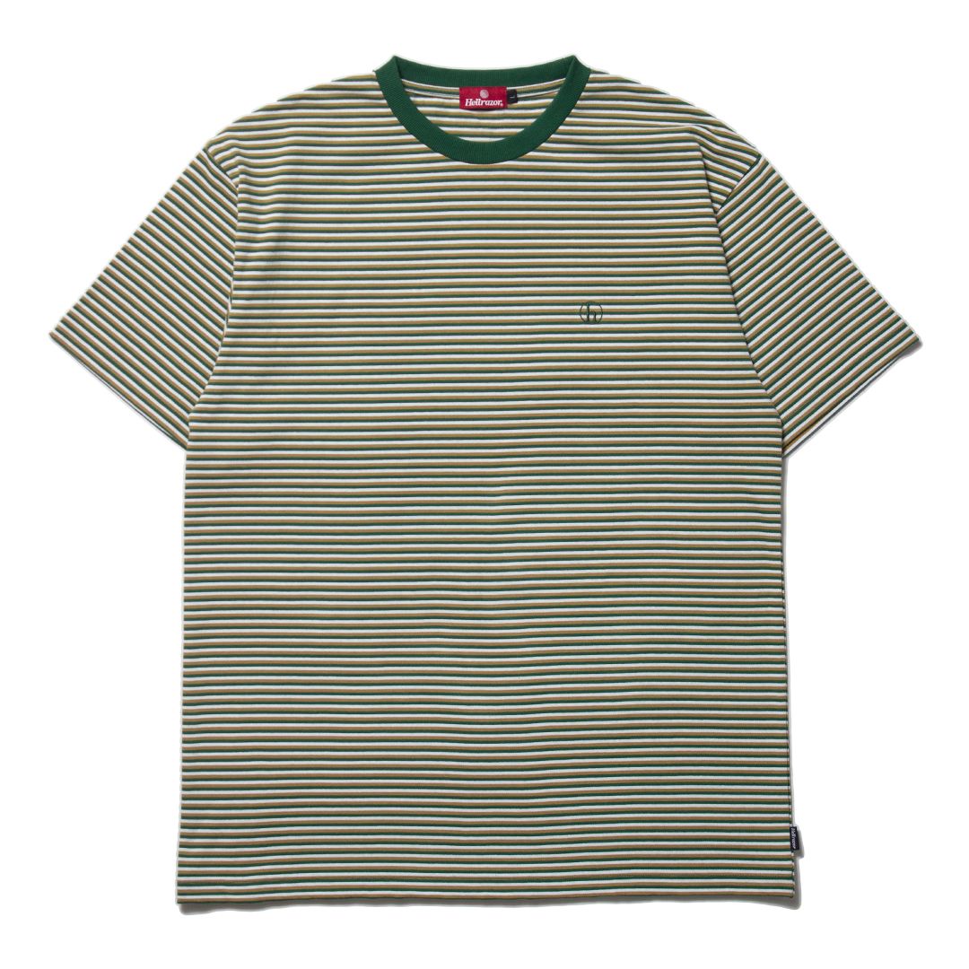 H STRIPED SHIRT / Tシャツ ( GREEN / BROWN )
