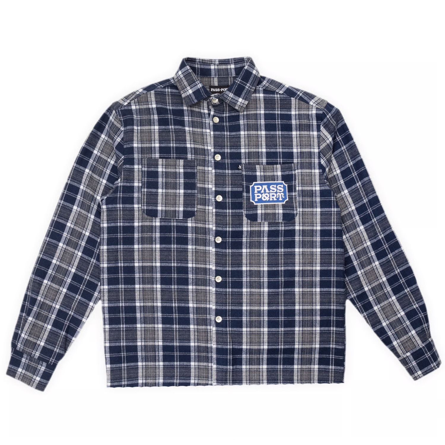 Yearbook Logo Workers Flannel - Navy - / ネルシャツ